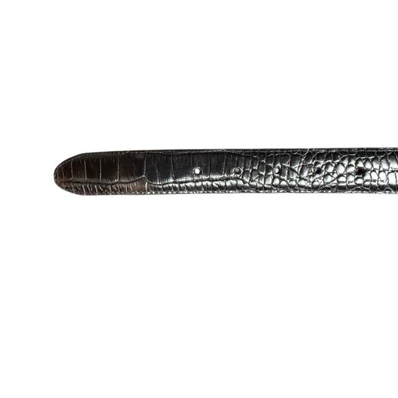Brighton Black Leather Belt Croc Alligator Embossed Silver Buckle Size M/L 32 main image 5